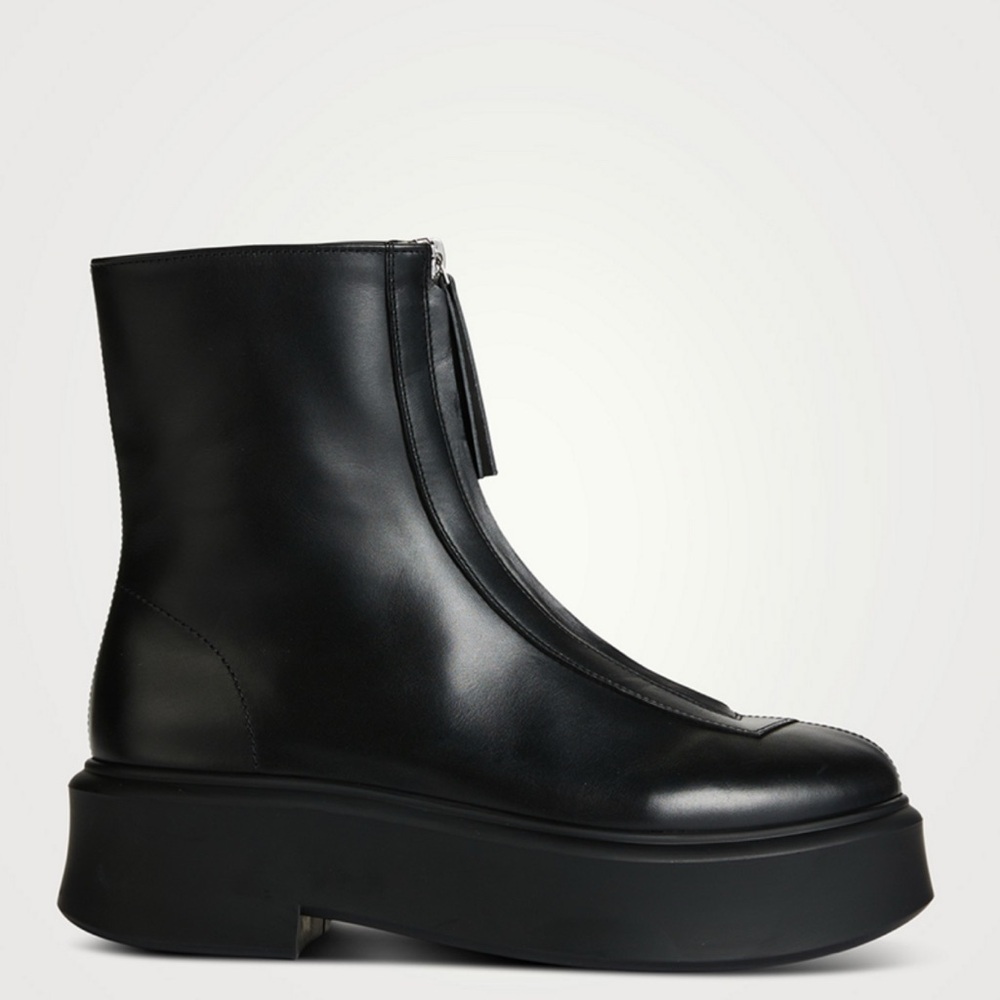 The Row, Black Leather Zipped Boots